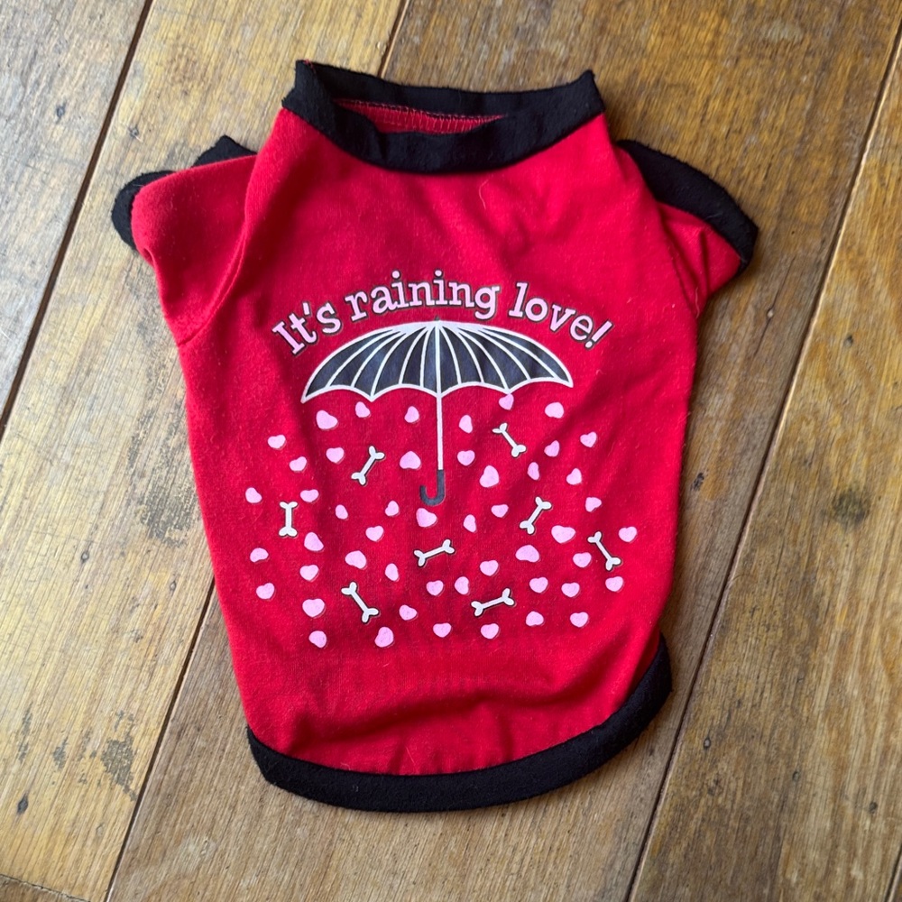 “Born to Be Loved” Red Dog Shirt “It’s Raining Love!”